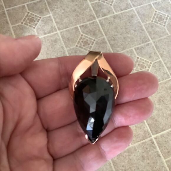 NWOT STERLING Silver 925 Gold Plated Black Onyx Rare Handmade Lrg Pendant​​ - Picture 7 of 9